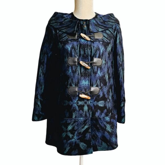 RARE Proenza Schouler Digital Print Jacquard Toggle Duffle Coat $2650 Sz 4 - Picture 2 of 10